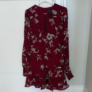 Bardot Burgundy Floral Long Sleeve Dress